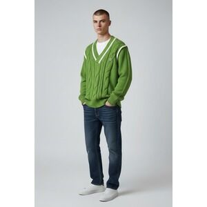 ARGUECULTURE Mens Green Twisted Embossed Knit Sweater XL Cabincore (FLAW) KPOP